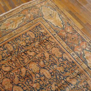 Antique Persian Senneh Rug 12'×22'6" Blue Foliate Design, 1900s - detail view 3