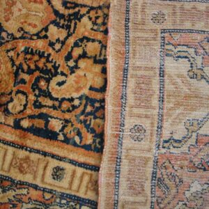 Antique Persian Senneh Rug 12'×22'6" Blue Foliate Design, 1900s - detail view 4