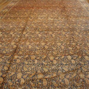 Antique Persian Senneh Rug 12'×22'6" Blue Foliate Design, 1900s - detail view 5
