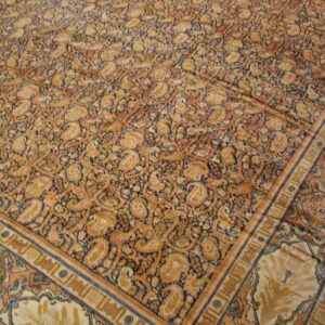 Antique Persian Senneh Rug 12'×22'6" Blue Foliate Design, 1900s - detail view 6