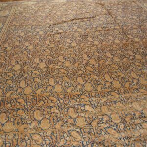 Antique Persian Senneh Rug 12'×22'6" Blue Foliate Design, 1900s - detail view 7