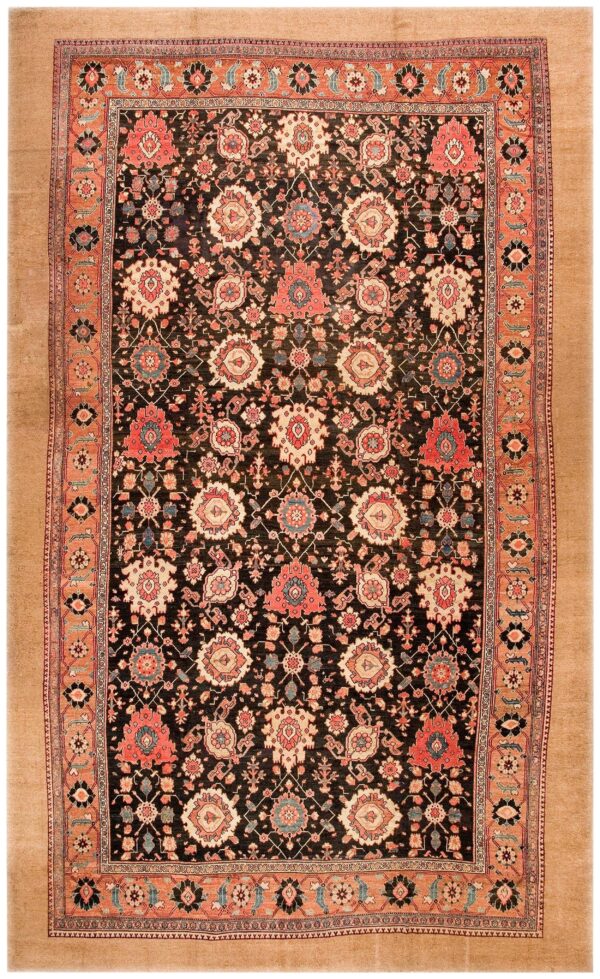 Antique persian serab carpet 12'×20'6" blue geometric, hand-knotted wool, 1890s 1 Antique persian serab carpet 12'×20'6" blue geometric, hand-knotted wool, 1890s