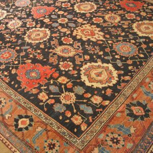 Antique Persian Serab Carpet 12'×20'6" Blue Geometric, Hand-Knotted Wool, 1890s - detail view 1