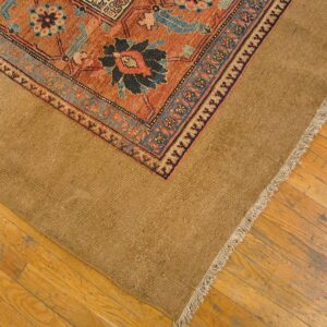 Antique Persian Serab Carpet 12'×20'6" Blue Geometric, Hand-Knotted Wool, 1890s - detail view 2