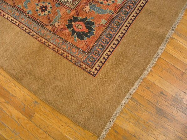 Antique persian serab carpet 12'×20'6" blue geometric, hand-knotted wool, 1890s 3 Antique persian serab carpet 12'×20'6" blue geometric, hand-knotted wool, 1890s - detail view 2