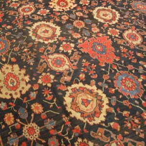 Antique Persian Serab Carpet 12'×20'6" Blue Geometric, Hand-Knotted Wool, 1890s - detail view 5