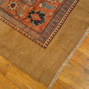 Antique Persian Serab Carpet 12'×20'6" Blue Geometric, Hand-Knotted Wool, 1890s - detail view 6