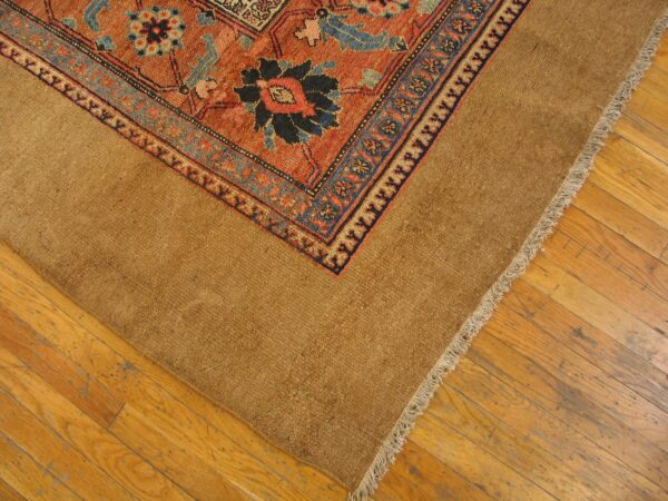 Antique persian serab carpet 12'×20'6" blue geometric, hand-knotted wool, 1890s 7 Antique persian serab carpet 12'×20'6" blue geometric, hand-knotted wool, 1890s - detail view 6