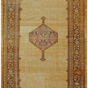 Antique Persian Serab Carpet 10'6"×17'6" Camel & Blue, 19th Century, Northwestern Persia