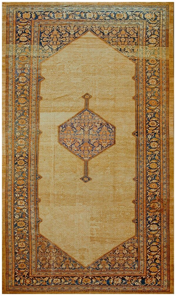 Antique persian serab carpet 10'6"×17'6" camel & blue, 19th century, northwestern persia 1 Antique persian serab carpet 10'6"×17'6" camel & blue, 19th century, northwestern persia