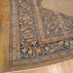 Antique Persian Serab Carpet 10'6"×17'6" Camel & Blue, 19th Century, Northwestern Persia - detail view 2