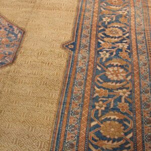 Antique Persian Serab Carpet 10'6"×17'6" Camel & Blue, 19th Century, Northwestern Persia - detail view 4