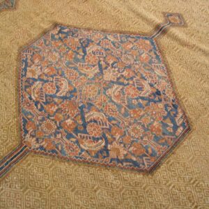 Antique Persian Serab Carpet 10'6"×17'6" Camel & Blue, 19th Century, Northwestern Persia - detail view 5