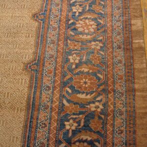 Antique Persian Serab Carpet 10'6"×17'6" Camel & Blue, 19th Century, Northwestern Persia - detail view 6