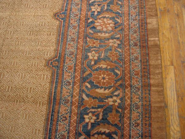 Antique persian serab carpet 10'6"×17'6" camel & blue, 19th century, northwestern persia 7 Antique persian serab carpet 10'6"×17'6" camel & blue, 19th century, northwestern persia - detail view 6