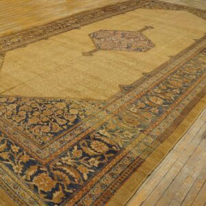 Antique Persian Serab Carpet 10'6"×17'6" Camel & Blue, 19th Century, Northwestern Persia - detail view 7