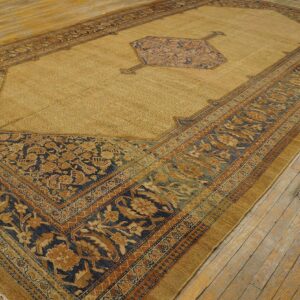 Antique Persian Serab Carpet 10'6"×17'6" Camel & Blue, 19th Century, Northwestern Persia - detail view 8