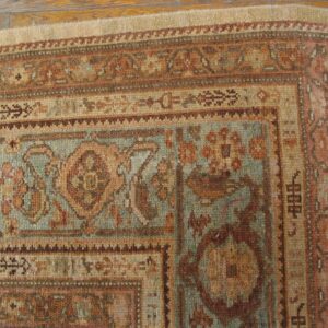 Antique Persian Serab Carpet 11'6"×18'9" Camel & Light Blue Medallion, Circa 1890 - detail view 2