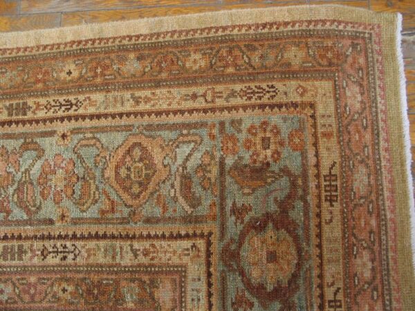 Antique persian serab carpet 11'6"×18'9" camel & light blue medallion, circa 1890 3 Antique persian serab carpet 11'6"×18'9" camel & light blue medallion, circa 1890 - detail view 2