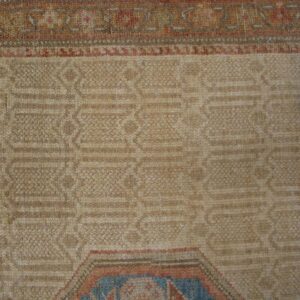 Antique Persian Serab Carpet 11'6"×18'9" Camel & Light Blue Medallion, Circa 1890 - detail view 3