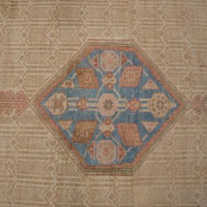 Antique Persian Serab Carpet 11'6"×18'9" Camel & Light Blue Medallion, Circa 1890 - detail view 4