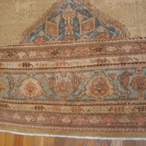 Antique Persian Serab Carpet 11'6"×18'9" Camel & Light Blue Medallion, Circa 1890 - detail view 5