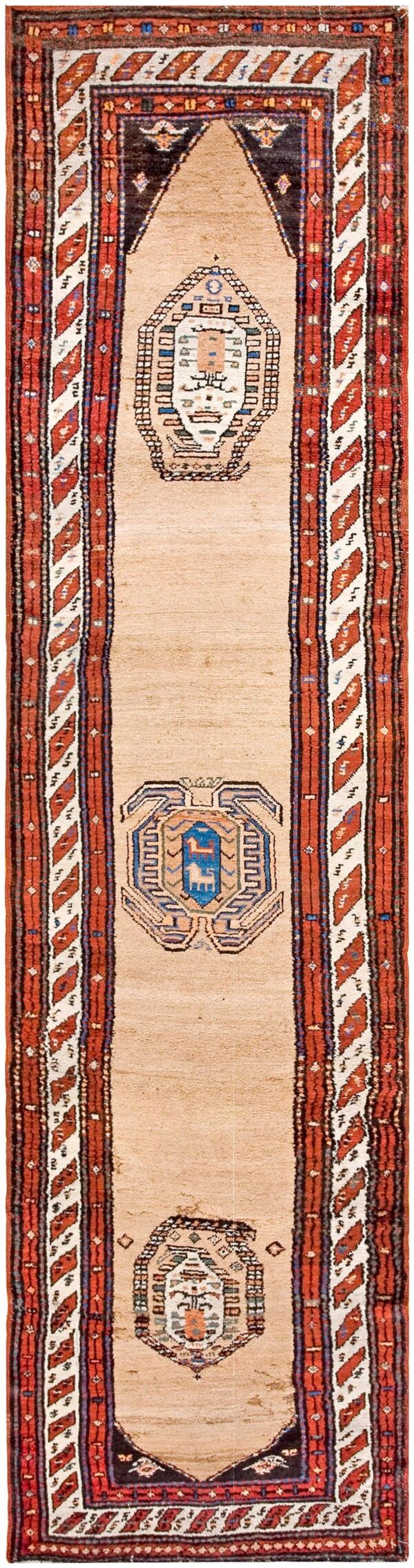 Antique persian serab runner 3'×12'3", hand-knotted wool, early 20th century 1 Antique persian serab runner 3'×12'3", hand-knotted wool, early 20th century
