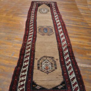 Antique Persian Serab Runner 3'×12'3", Hand-Knotted Wool, Early 20th Century - detail view 1