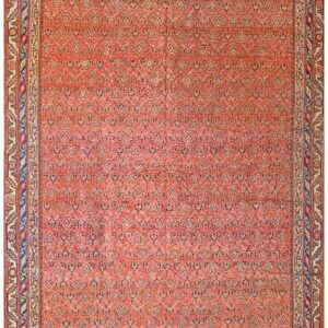 Antique Persian Seraband Gallery Carpet 6'1"×12'4" Red & Blue, Early 20th Century