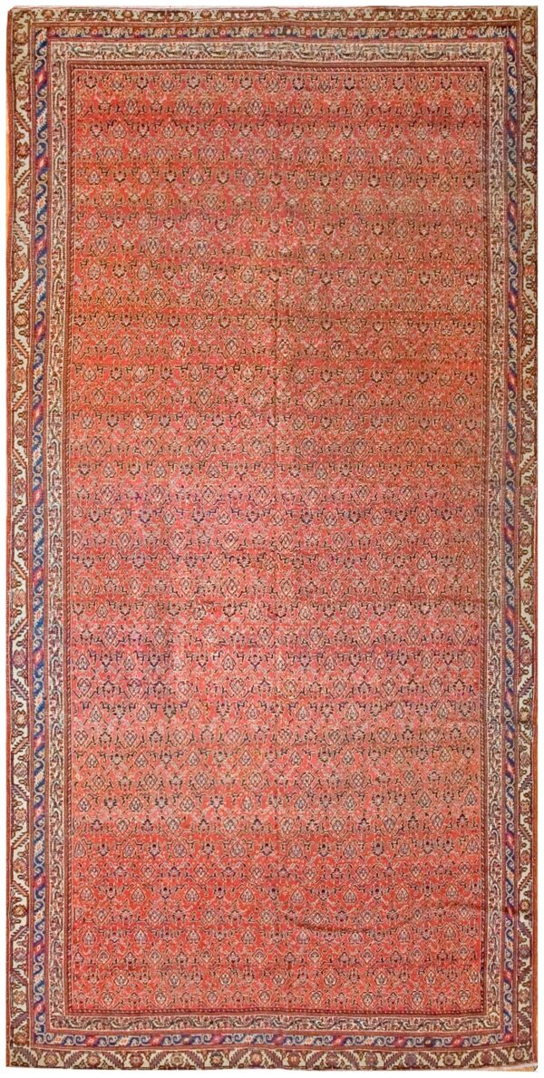 Antique persian seraband gallery carpet 6'1"×12'4" red & blue, early 20th century