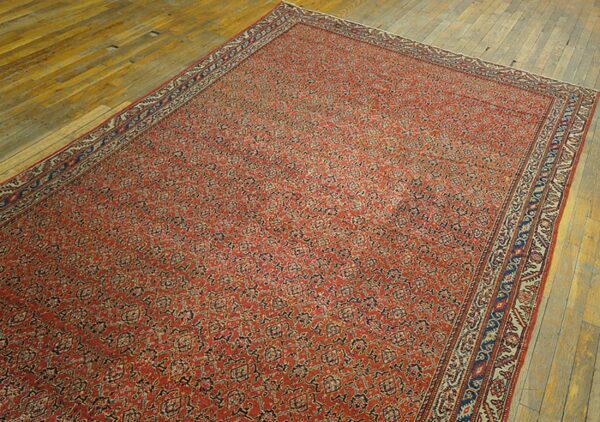 Antique persian seraband gallery carpet 6'1"×12'4" red & blue, early 20th century - detail view 3