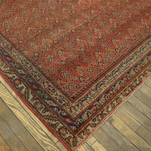 Antique Persian Seraband Gallery Carpet 6'1"×12'4" Red & Blue, Early 20th Century - detail view 4