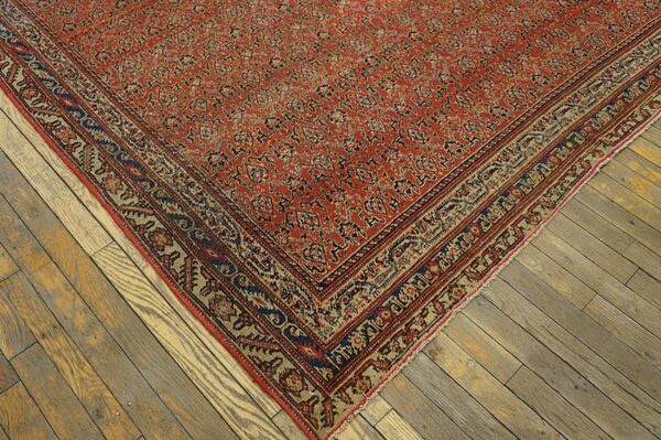 Antique persian seraband gallery carpet 6'1"×12'4" red & blue, early 20th century - detail view 4