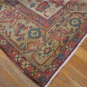 Antique Persian Serapi Carpet 16'8"×24'10" Sky Blue & Camel, Circa 1890 - detail view 5