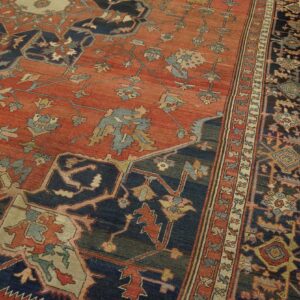 Antique Persian Serapi Rug 10'6"×14'3" Red Medallion, 1890s - detail view 4