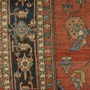 Antique Persian Serapi Rug 10'6"×14'3" Red Medallion, 1890s - detail view 5