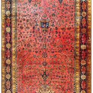 Antique Persian Silk & Wool Kashan Carpet 10'3"×16'8" Pink Floral, Grand Scale, Circa 1925