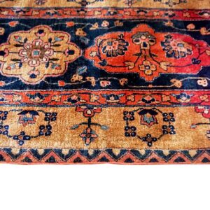 Antique Persian Silk & Wool Kashan Carpet 10'3"×16'8" Pink Floral, Grand Scale, Circa 1925 - detail view 5