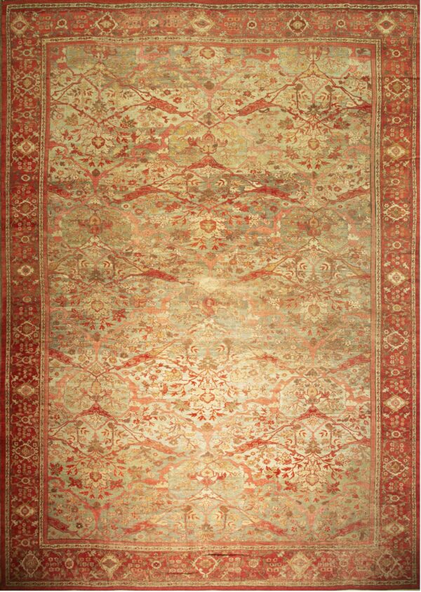 Antique persian sultanabad carpet 13'×18'8" multicolor, hand-knotted wool, circa 1890 (sku 26097)