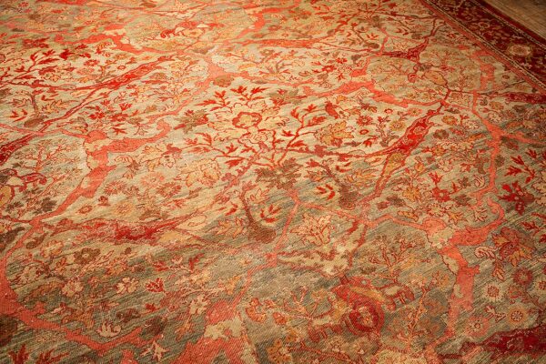Antique persian sultanabad carpet 13'×18'8" multicolor, hand-knotted wool, circa 1890 (sku 26097) — pattern detail
