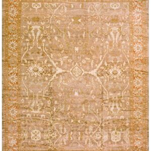 Antique Persian Sultanabad Carpet 10'4"Ã—13'4" Buff & Salmon, Hand-Knotted Wool, 1890s