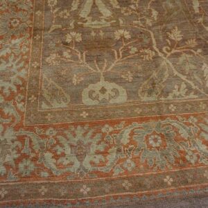 Antique Persian Sultanabad Carpet 10'4"Ã—13'4" Buff & Salmon, Hand-Knotted Wool, 1890s - detail view 10