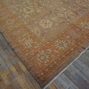Antique Persian Sultanabad Carpet 10'4"Ã—13'4" Buff & Salmon, Hand-Knotted Wool, 1890s - detail view 11