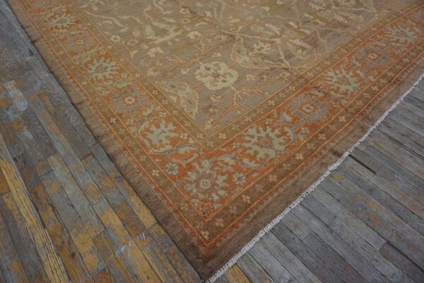 Antique persian sultanabad carpet 10'4"ã—13'4" buff & salmon, hand-knotted wool, 1890s - detail view 11