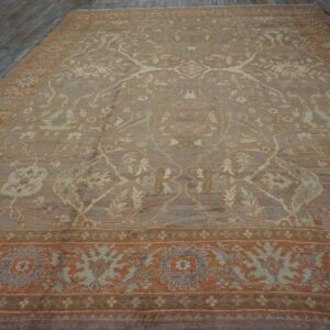 Antique Persian Sultanabad Carpet 10'4"Ã—13'4" Buff & Salmon, Hand-Knotted Wool, 1890s - detail view 1