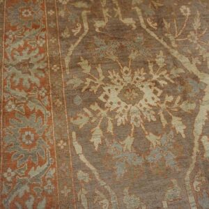 Antique Persian Sultanabad Carpet 10'4"Ã—13'4" Buff & Salmon, Hand-Knotted Wool, 1890s - detail view 4