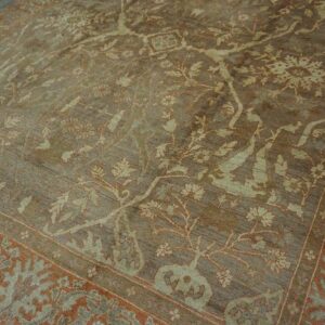 Antique Persian Sultanabad Carpet 10'4"Ã—13'4" Buff & Salmon, Hand-Knotted Wool, 1890s - detail view 5