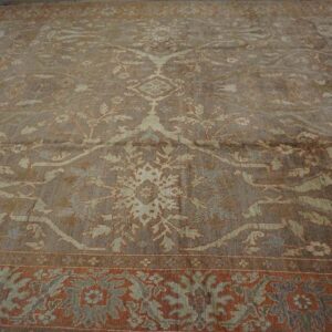 Antique Persian Sultanabad Carpet 10'4"Ã—13'4" Buff & Salmon, Hand-Knotted Wool, 1890s - detail view 6