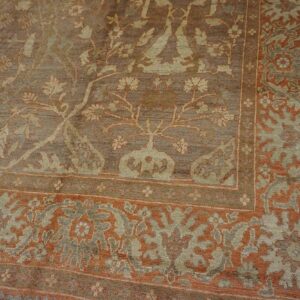 Antique Persian Sultanabad Carpet 10'4"Ã—13'4" Buff & Salmon, Hand-Knotted Wool, 1890s - detail view 7