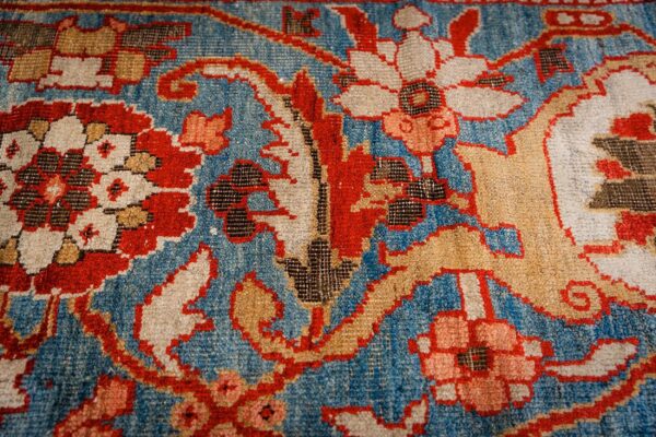 Antique persian sultanabad carpet 13'2"×20'8" ivory field, red border, floral medallion, 1890s - detail view 5
